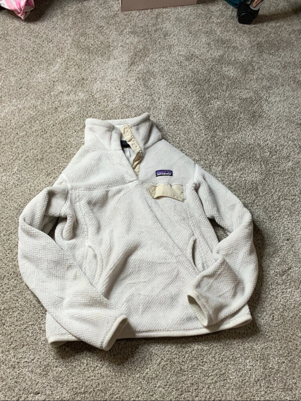 Patagonia Off-White Cream Textured Fleece Pullover - Picture 1 of 1